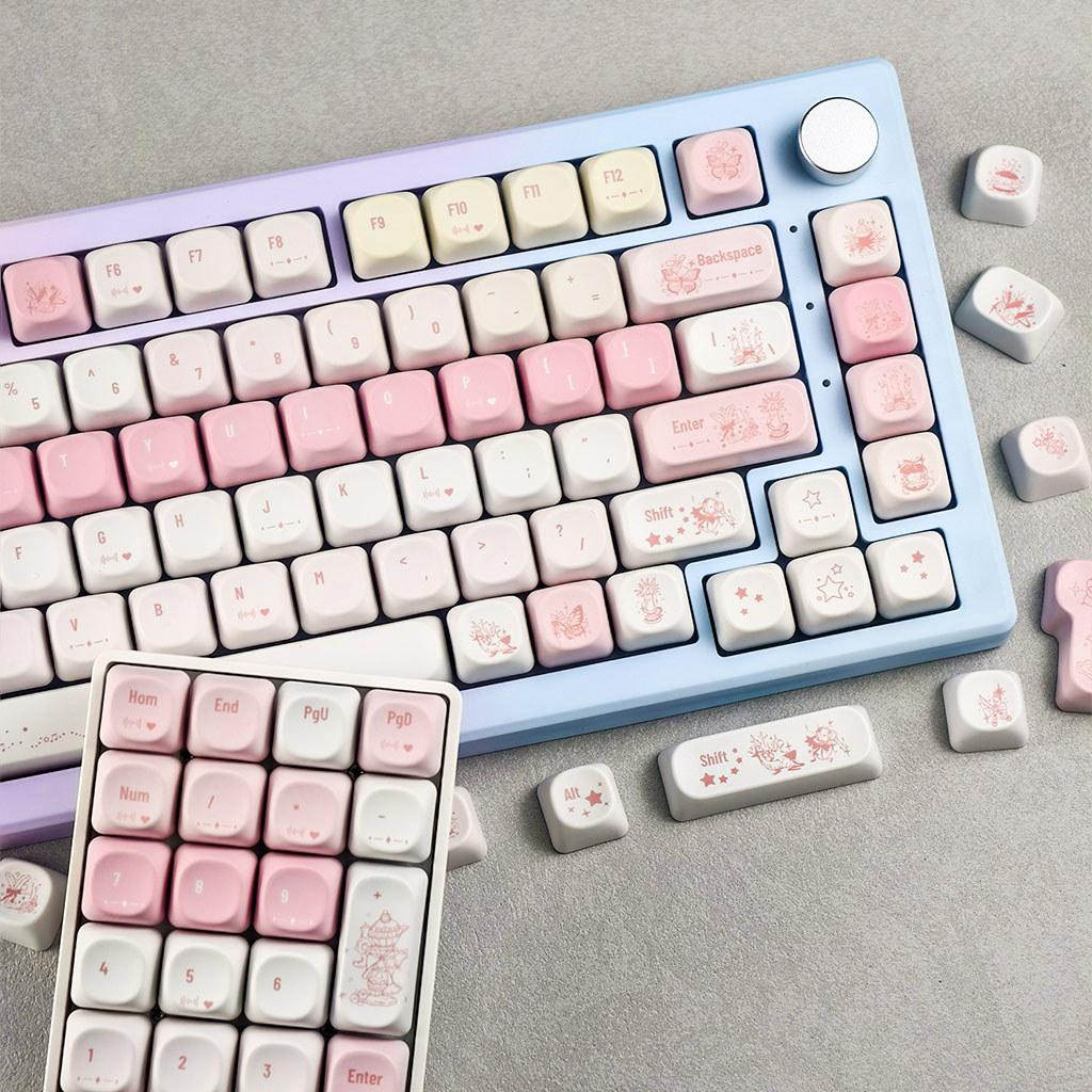 Hồng Baroque Keycap MOA / Cherry Profile 120 Phím PBT Dye-sub Aula F75 F99 RK100 Dreamy Butterfly Ke