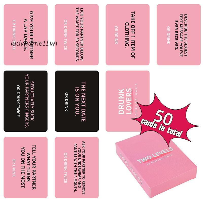 Lady Drunk Lovers - Trò chơi cặp đôi Trò chơi bài cho đêm hẹn hò, 50 thẻ trò chơi, Valentine lãng mạ