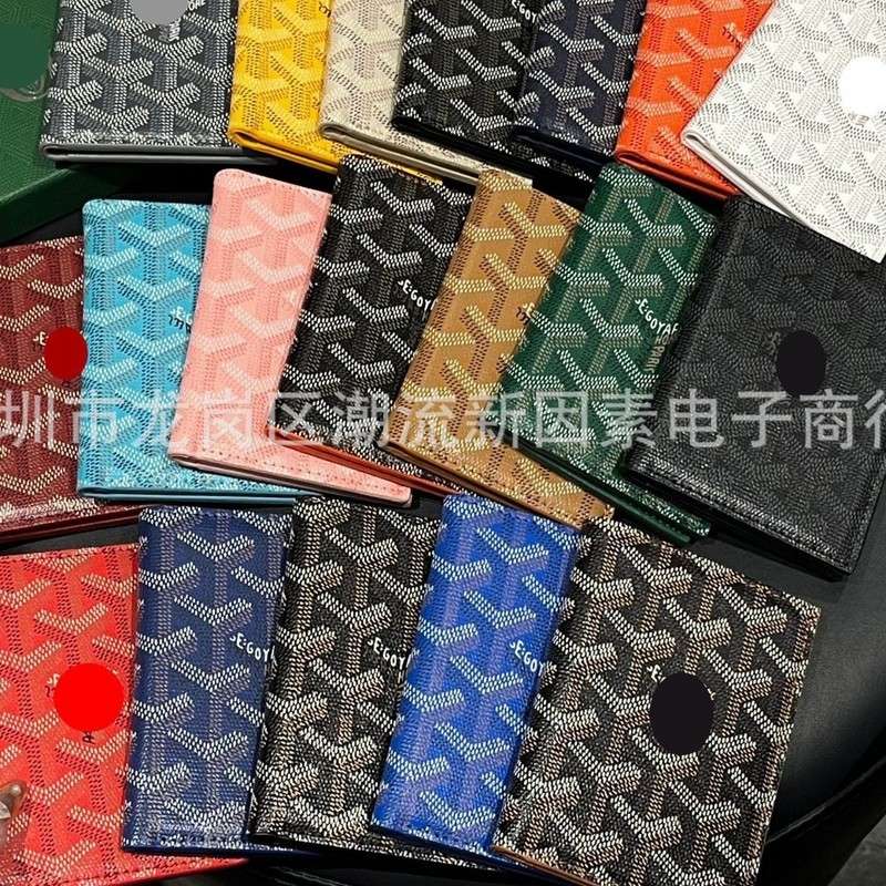 Hàng sẵn có Chó Răng goyard Ví In Hình Ngắn Có Thể Gập Lại Đựng Thẻ Giả Da Đựng Thẻ Thẻ Kinh Doanh V
