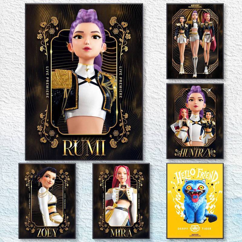 K-Pop Demon Hunters Rumi Zoey Mira Canvas Nghệ thuật treo tường Thần tượng Trang trí nội thất