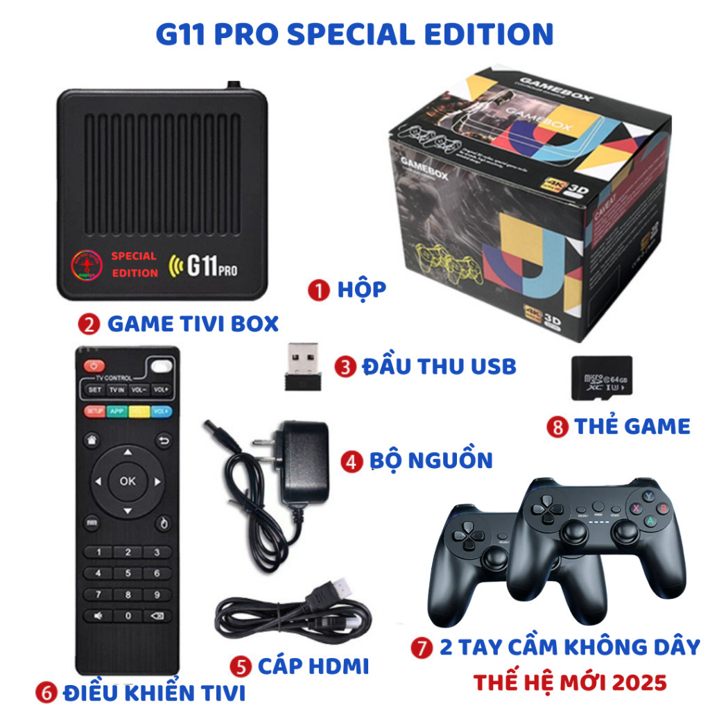 Game Tivi Box G11 PRO Máy chơi game PSP PSX xem truyền hình vào mạng giải trí chip S905X3 siêu nhanh