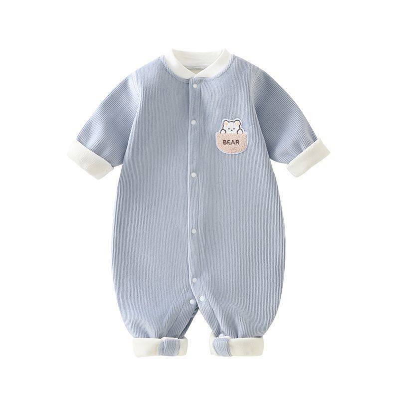 【Ready Stock】 Baby Jumpsuit Fleece-Lined Thickened Men's and Women's Keep Baby Warm Clothes Rompers 