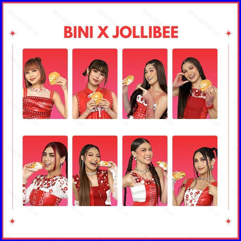 SV 8 Cái / bộ BINI X Jollibee hamburger Thẻ Ảnh Hai Mặt LOMO Thẻ Bưu Thiếp Đóng Hộp Bộ Sưu Tập VS