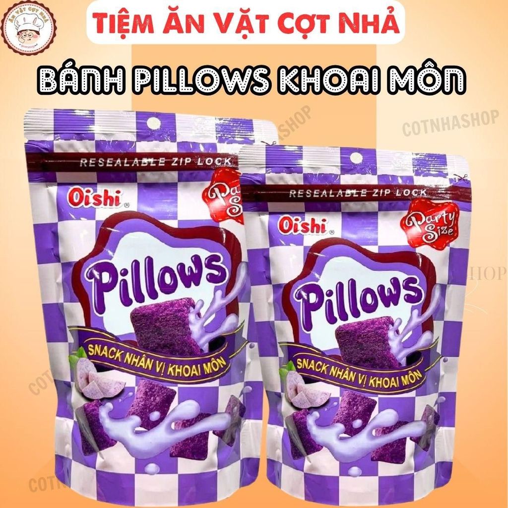 5 Gói LỚN (80G/1 GÓI) Bánh Pillows Oishi Nhân Khoai Môn, Snack Nhân Oishi Ăn Vặt bimbim oishi
