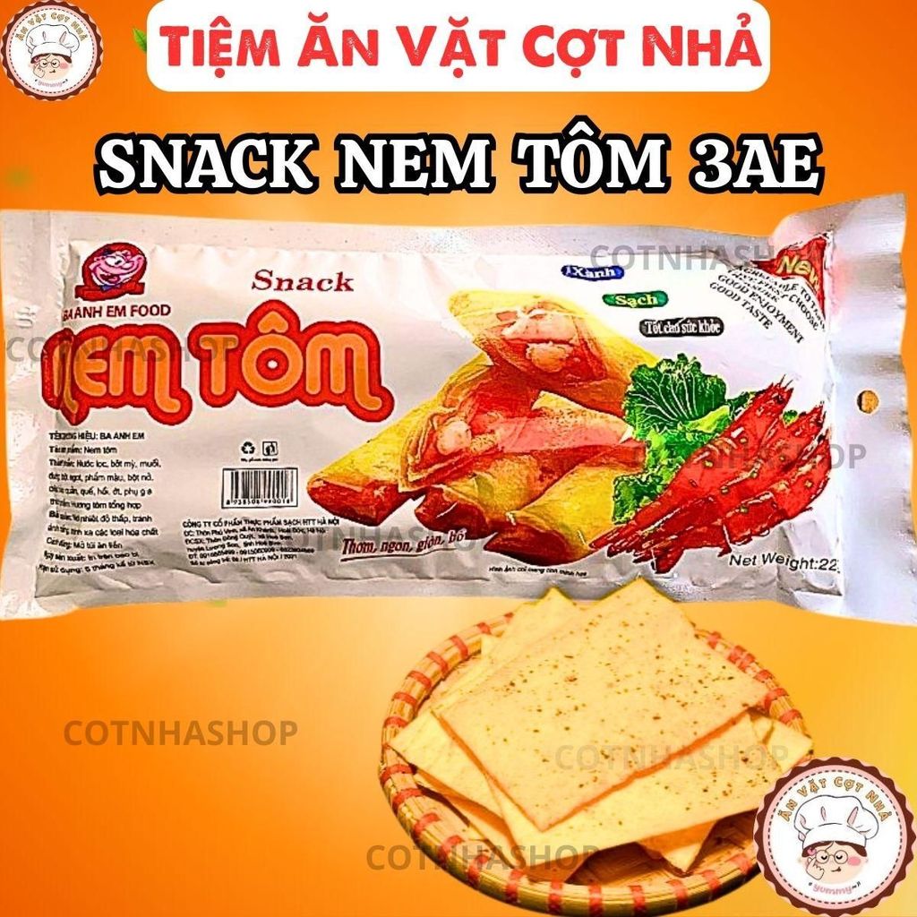 Combo Snack Nem Tôm Ba Anh Em Food, Snack Cay Xé Miếng, ăn vặt tuổi thơ cổng trường, food