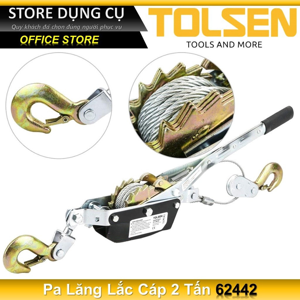 Bá lăng kéo cáp lắc tay 2 Tấn (5mm x 3M) TOLSEN 62442 | Palang lắc cáp tay