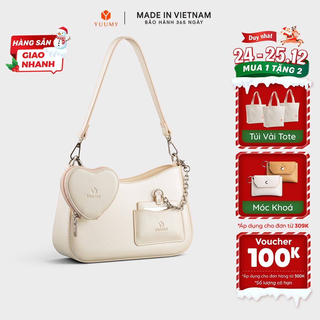 Túi Yuumy (Thời trang nữ kèm phụ kiện xinh xắn size 24 - Túi đeo chéo da Glossy YN295) | BigBuy360 - bigbuy360.vn