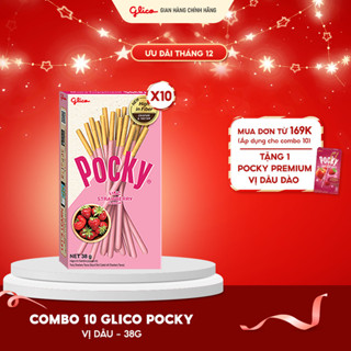  Combo 10 hộp Bánh que Glico Pocky vị Dâu 38gr 