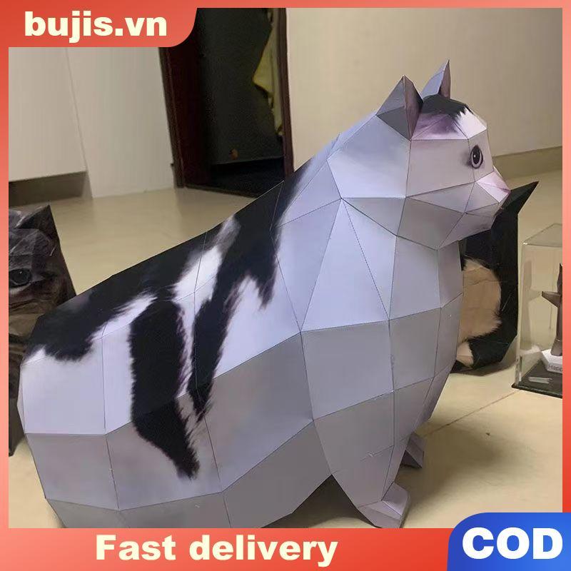 Bujis 1 Fun Stereo Origami Animal Poster Oiiao Cat Huh Cat Maxwell Cat Handmade DIY Paper Model Chil