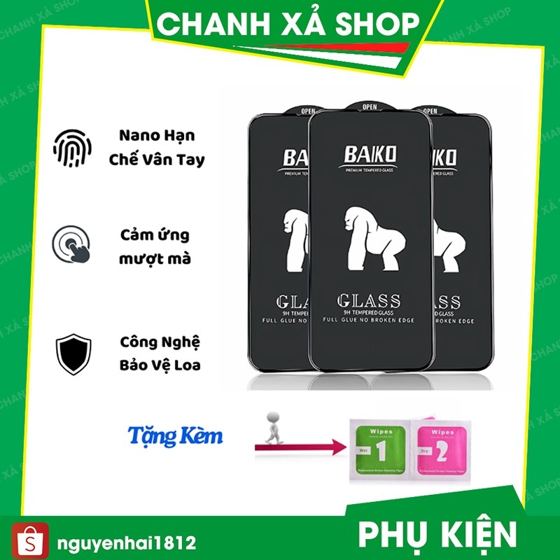 Kính cường lực iphone baiko kinhkong xanh trong suốt cho iphone 7plus x xsmax 11 12 13 14 15 16 pro 