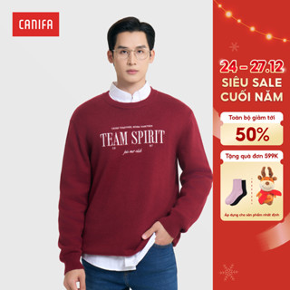  Áo len nam CANIFA dài tay cổ tròn có hình thêu form regular 8TE25W012 