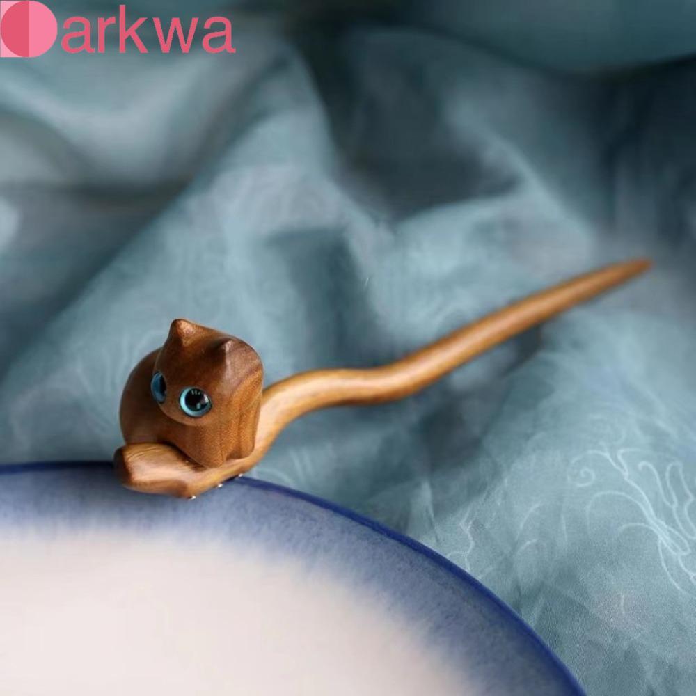 Kẹp tóc mèo gỗ đàn hương DARKWA Phụ kiện Hanfu độc đáo Nifty