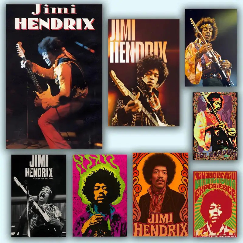 J-Jimi Hendrix Kraft Papper Poster Cao Cấp Nhăn Thẩm Mỹ Nghệ Thuật Treo Tường Được Thiết Kế Cho Phòn