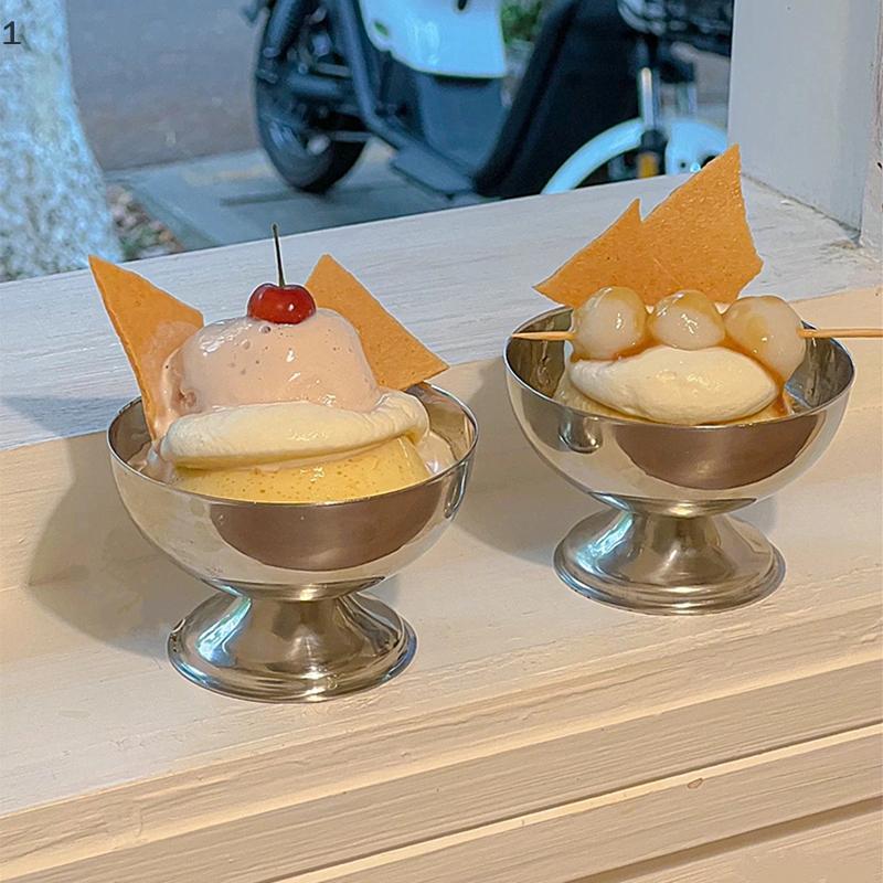 COD Ice Cream cup salad Bowl thép không gỉ Bowl tráng miệng trái cây tấm Snack Món ăn nguồn cung cấp