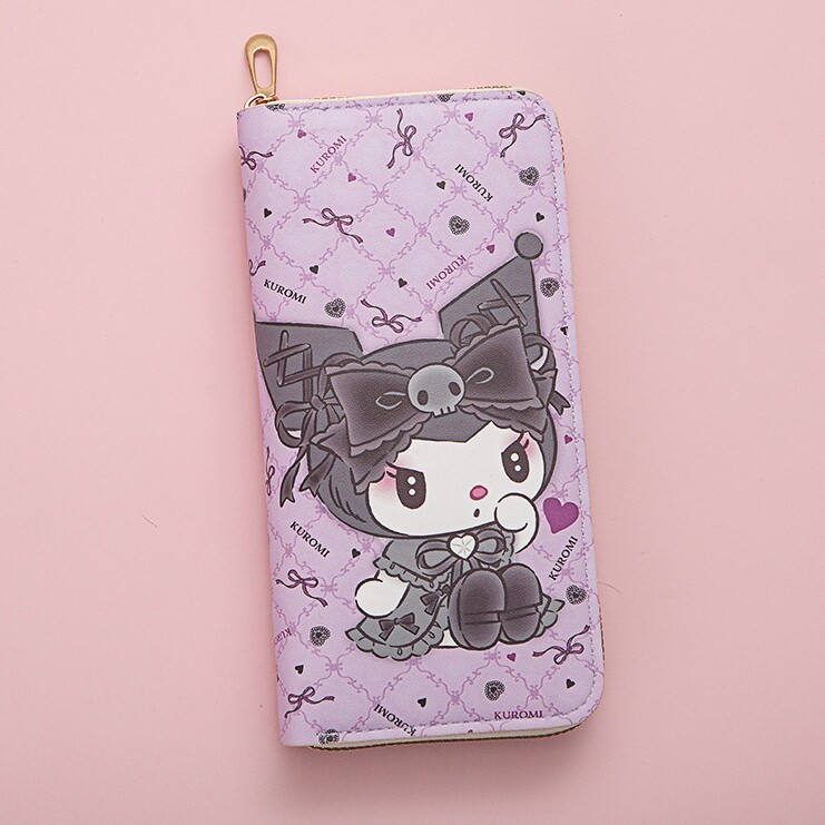 Kuromi Ví Dài Kuromi Ví Kuromi Dây Kéo Đựng Thẻ Đầu Lâu Cơm Túi Ly Hợp Kuromi Lưu Trữ Colami