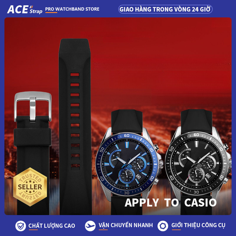Áp dụng cho dây đeo đồng hồ CASIO EFR-552D & EFR-303L, dây đeo thay thế Fluoroelastomer silicon mềm 