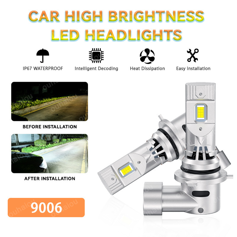 2 Chiếc HB4 9006 Bóng Đèn Pha LED 6500k Trắng Mát HB4 9006 Quạt Pha Ô Tô Chức Năng Làm Mát Sương Mù 