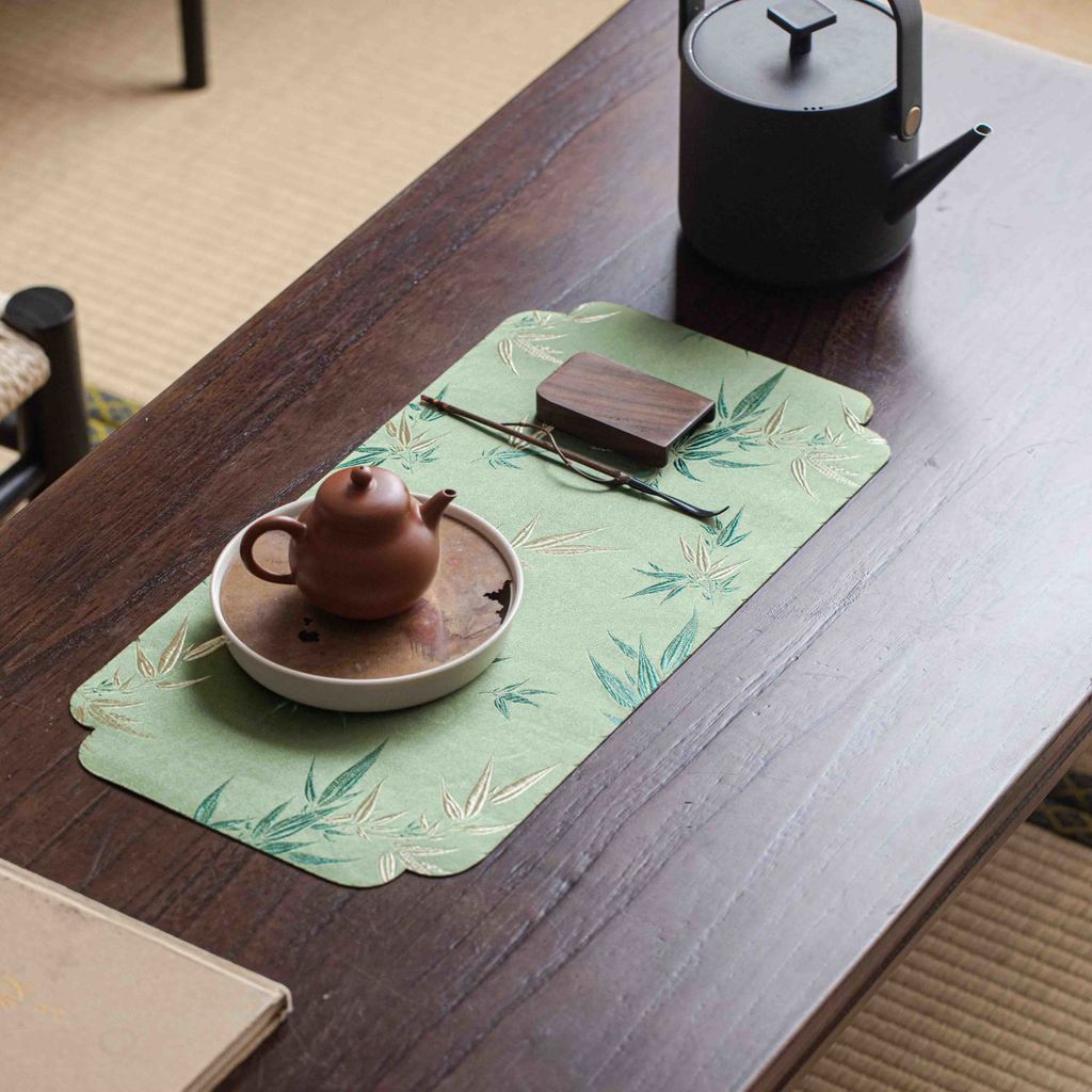 Muxi Phong Cách Trung Hoa Thổ Cẩm Thêu Tre Thấm Hút Trà Bàn Thiền Phong Cách Trung Hoa HMXD