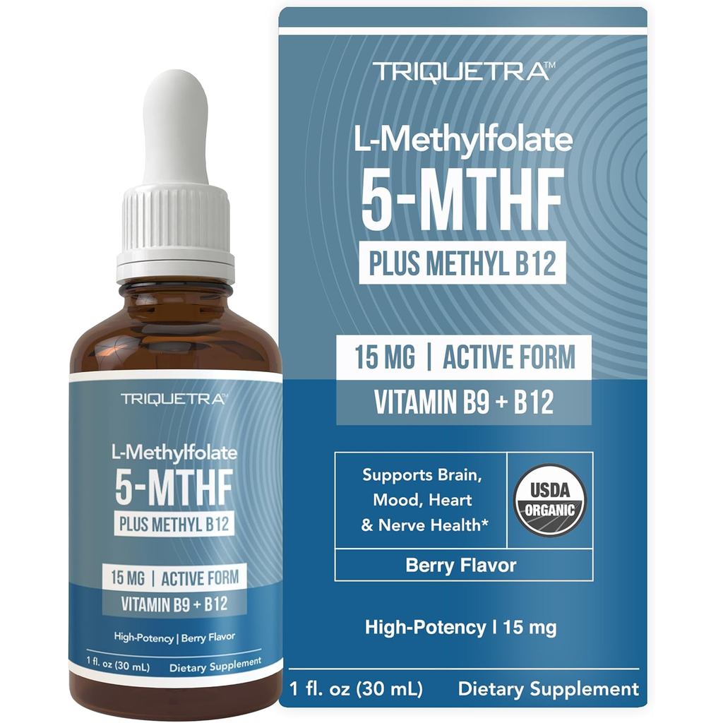 15mg Methylfolate Plus Methyl B12 Coenzyme – Hương Berry hữu cơ, Dạng lỏng hoạt động dưới lưỡi 5-MTH