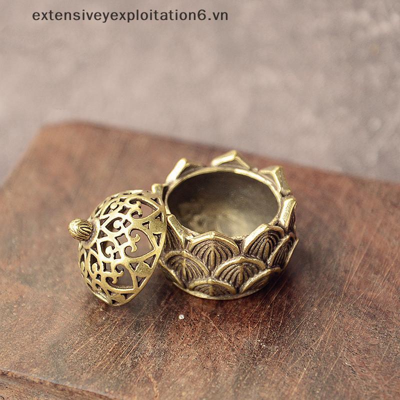 # expen # Brass Pocket Lotus Jiuding Hương Lư Hương Rỗng Hương Mini.