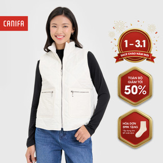  Áo khoác gilet chần bông nữ CANIFA cổ cao họa tiết quả trám khóa kéo kim loại 6OT24W007 