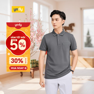  🎄 SALE 🎄 Áo polo nam s.cafe nẹp to YODY mềm mại khử mùi thấm hút mồ hôi APM7161 