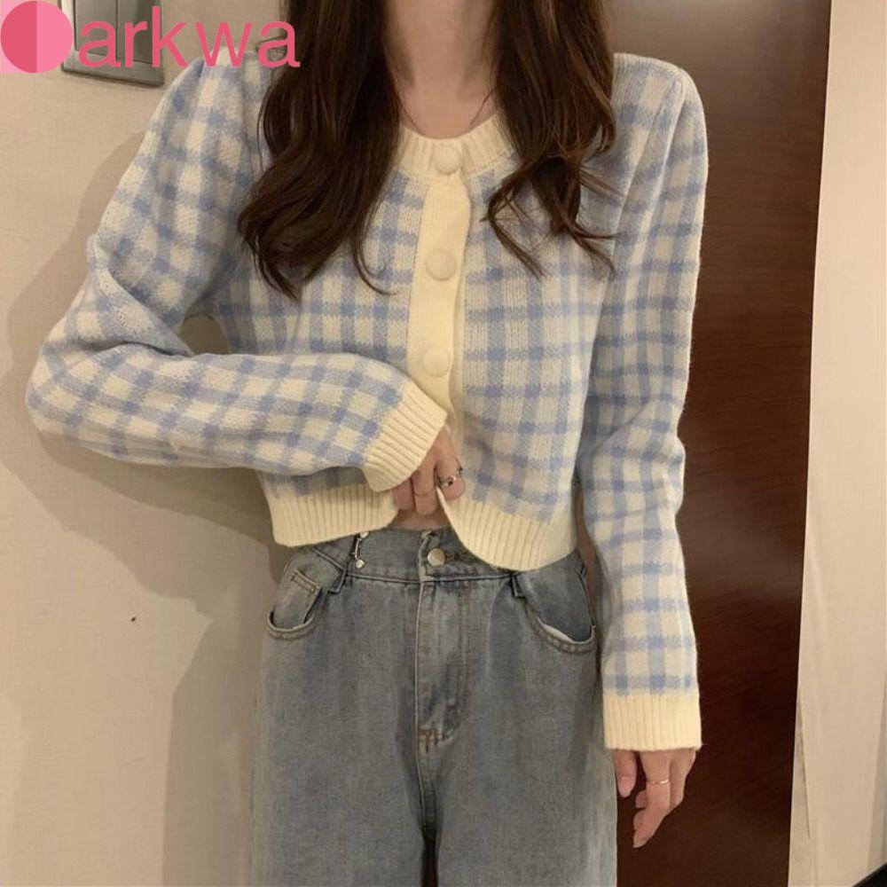 Áo cardigan DARKWA Nữ Y2K Preppy Style Single Breasted Thu Đông