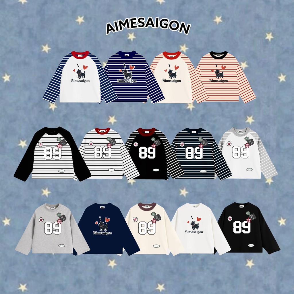 [ATDRL03 Ver3] Aimesaigon Áo Thun Tay Dài Raglan Sọc Ngang Cotton 250gsm Long Sleeve Boxy Form Rộng 