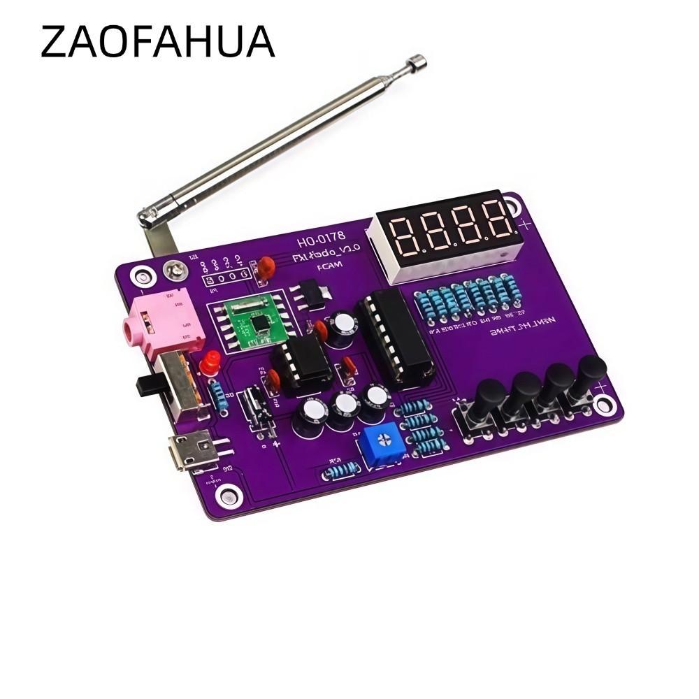 Bộ điện tử đài FM ZAOFAHUA DIY, Bộ nguồn kép 87-108 MHz HU-017B Radio DIY Kit, Màn hình kỹ thuật số 