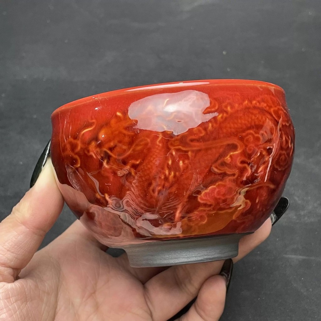 [Bộ trà siêu tiết kiệm] Jianyang Jianzhan Ox Blood Red Dragon Phoenix Chengxiang General Cup Jianzha