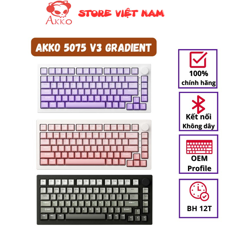 Bàn phím cơ AKKO 5075 V3 White&Purple Gradient