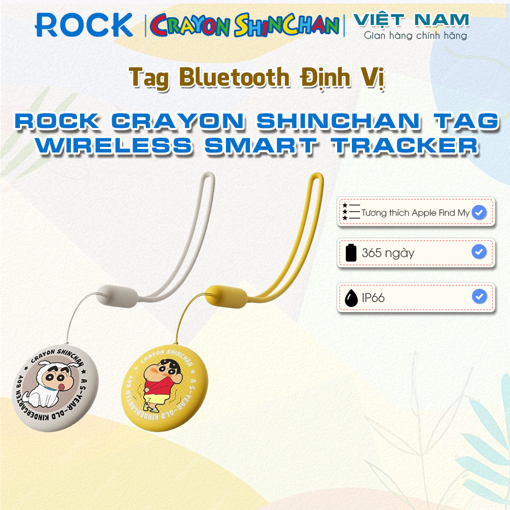 Tag Bluetooth Định Vị ROCK Crayon Shinchan Tag Wireless Smart Tracker (pin lên tới 365 ngày, Works w