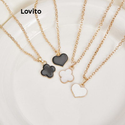 Lovito Dây Chuyền Mặt Dây Chuyền Hình Trái Tim Bằng Kim Loại Kiểu Hàn Quốc Giản Dị Dành Cho Nữ L60AD039