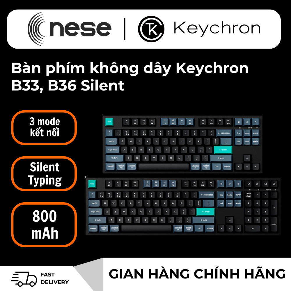 Bàn phím không dây Keychron B33, B36 Silent–Êm ái, gọn đẹp, tối ưu cho học tập và làm việc hiện đại