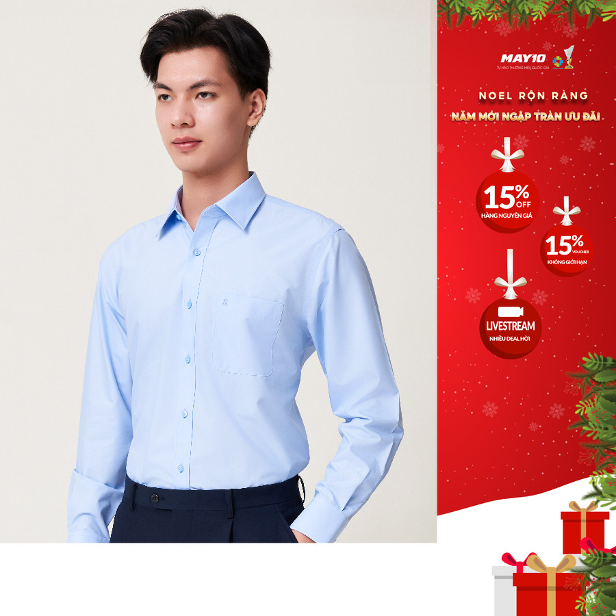  Áo sơ mi nam xanh dài tay May 10 mã 010122201ON màu AM072 