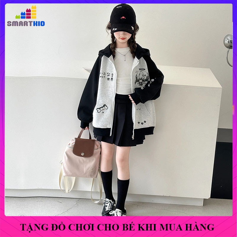 [18-52kg] Áo khoác thu đông nữ, áo khoác bomber bé gái 18-52kg mẫu KN, áo khoác bóng chày nỉ dày dặn