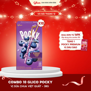 Combo 10 hộp bánh que Pocky Premium Trái Cây Nghiền Vị Sữa Chua Việt Quất 38g 