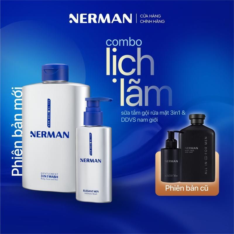 Combo lịch lãm Nerman: Sữa tắm gội nam 350ml & DDVS nam giới 100ml - Sản phẩm bán chạy