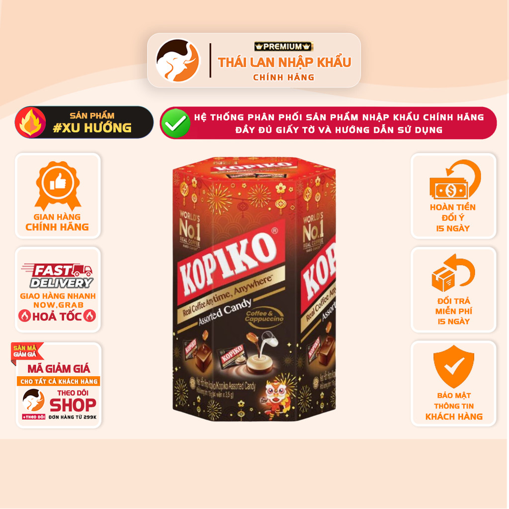 [HÀNG TẾT] Kẹo Cà Phê Hỗn Hợp Kopiko – Hộp 119g | Vị Cà Phê Đậm Đà, Thơm Ngon