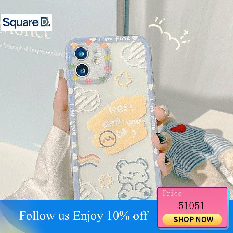 Ốp điện thoại Apple 14 Apple 15 chống sốc 11 trong suốt 13 Pro Max 12 XR hình gấu hoạt hình chính hã