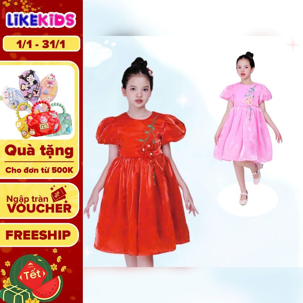 Đầm công chúa ora dễ thương cho bé gái họa tiết HOA MH34 D31 - LikeKids