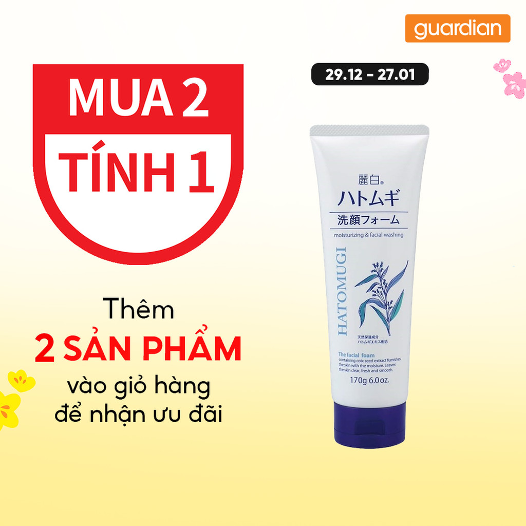 Sữa Rửa Mặt Chiết Xuất Ý Dĩ Làm Sáng Da Reihaku Hatomugi 170Gr