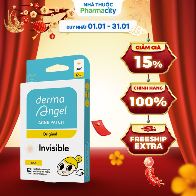 Miếng dán mụn ban ngày Derma Angel (12 miếng/hộp)