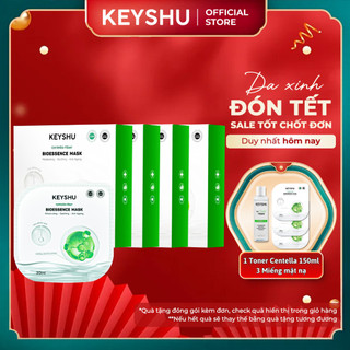  Combo 4 Hộp Mặt Nạ Sợi Xơ Rau Má Centella Fiber KEYSHU Dưỡng Ẩm Làm Mềm Da Hỗ Trợ Ngăn Ngừa Lão Hóa Hộp 10 Miếng 