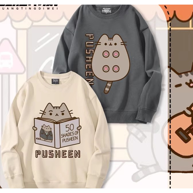 26 Phong Cách Mới Dễ Thương Facebook Mèo Béo Mèo Cổ Tròn Áo Nam Nữ Dài Tay Phù Hợp Hàng Đầu Sẵn Sàng