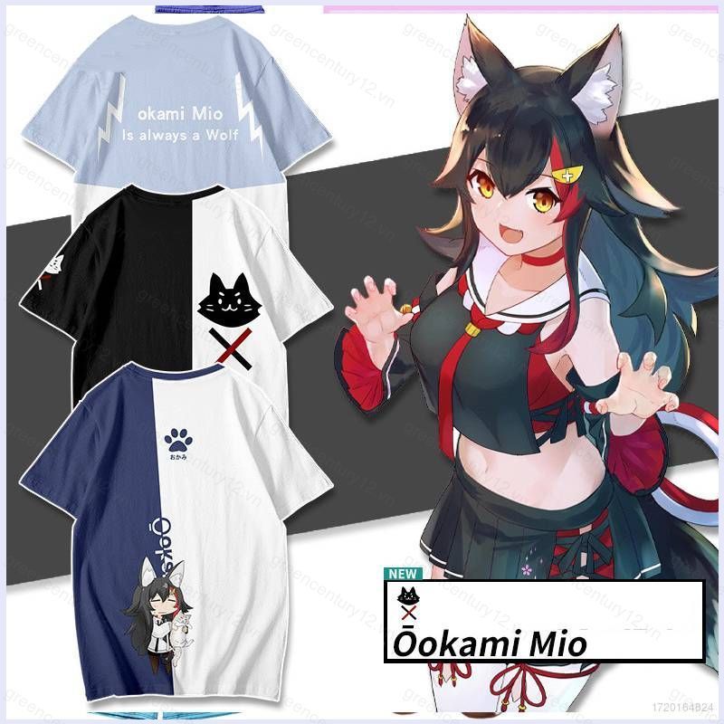 Áo Thun Croptop Casual Thiết Kế Ookami Mio Hololive VTuber