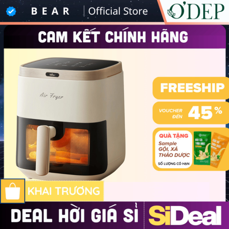 Nồi chiên không dầu Bear QZG-P15R8 - Dung tích 5L, Điều khiển cảm ứng - SIDEAL SIA