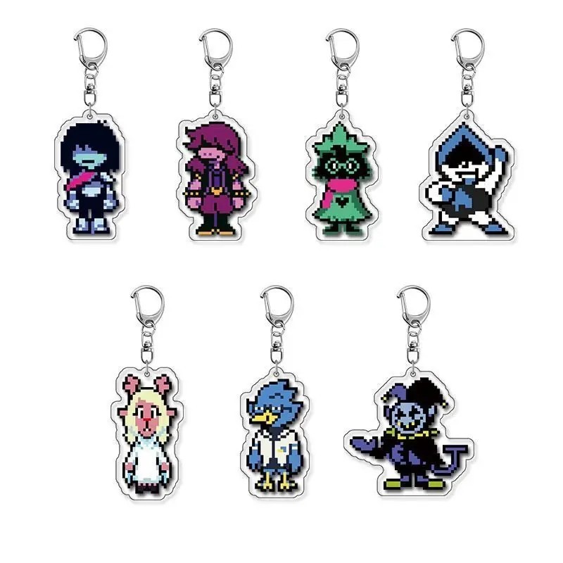 Móc khóa Acrylic Deltarune Pixel Art nhân vật Kris Susie Ralsei Lancer Jevil Noelle Berdly trang trí