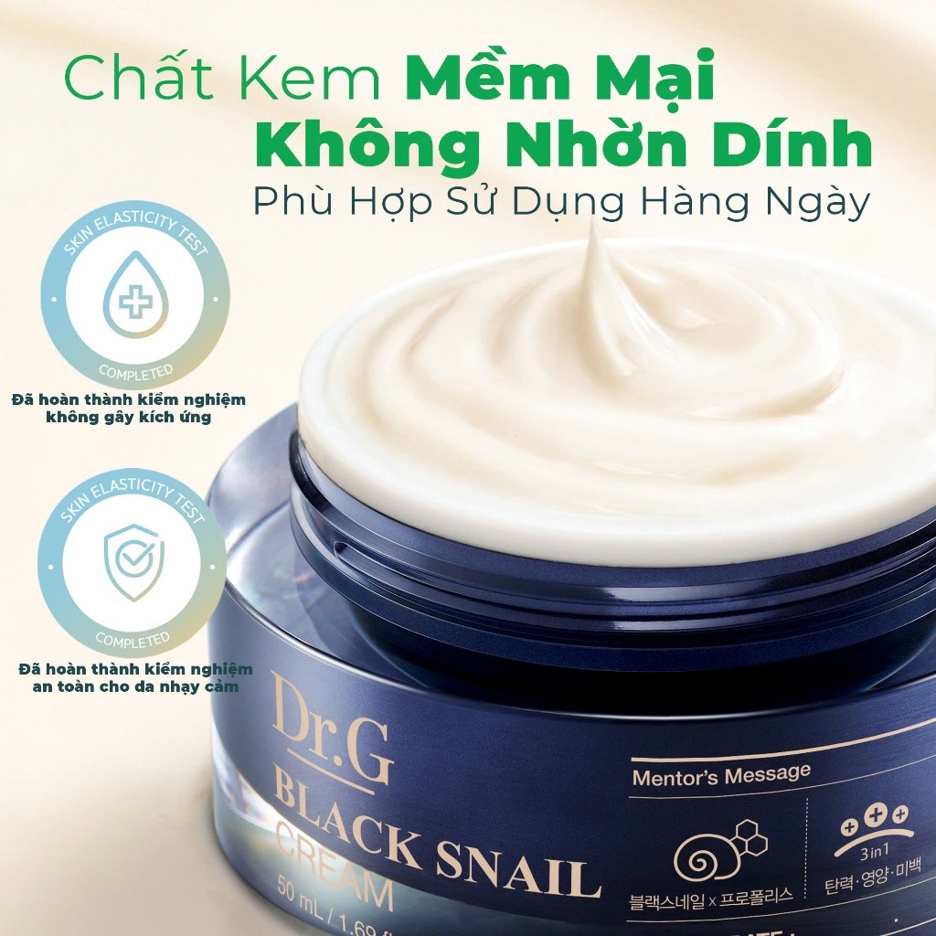 Kem Dưỡng Da Săn Chắc Ngừa Lão Hóa Chuyên Sâu Dr.G Black Snail Cream 50ml Chứa Tinh Chất Ốc Sên Đen Và Keo Ong | BigBuy360 - bigbuy360.vn