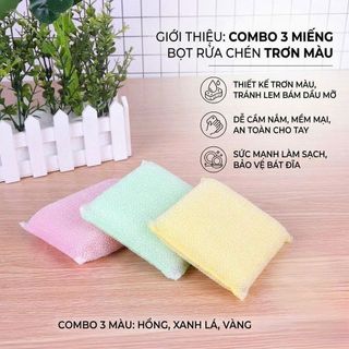 Combo 3 miếng rửa chén bọt biển mềm nhẹ đa năng làm sạch tốt
